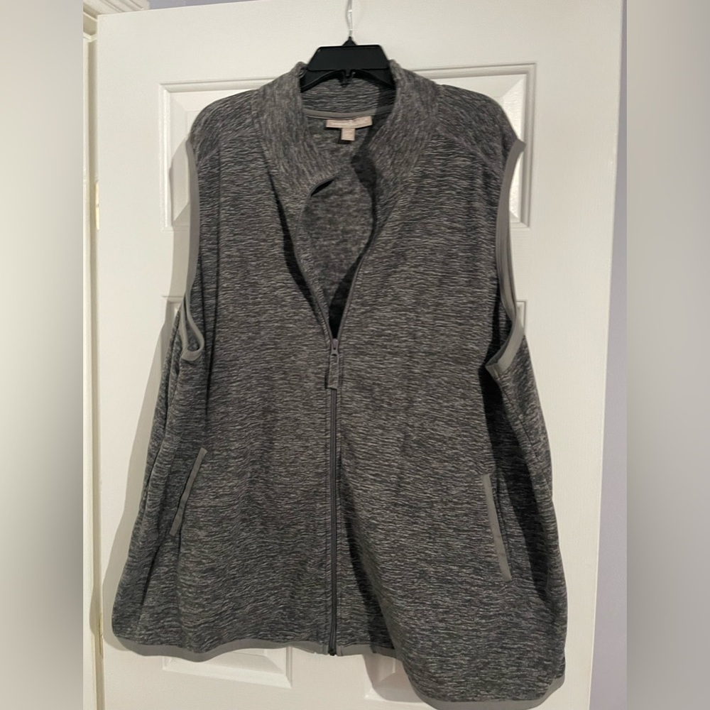 Woman Within Charcoal Zip-Up Vest
